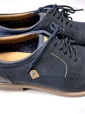 Rye Black Canvas Lace-Up Derbies with Tan Heel